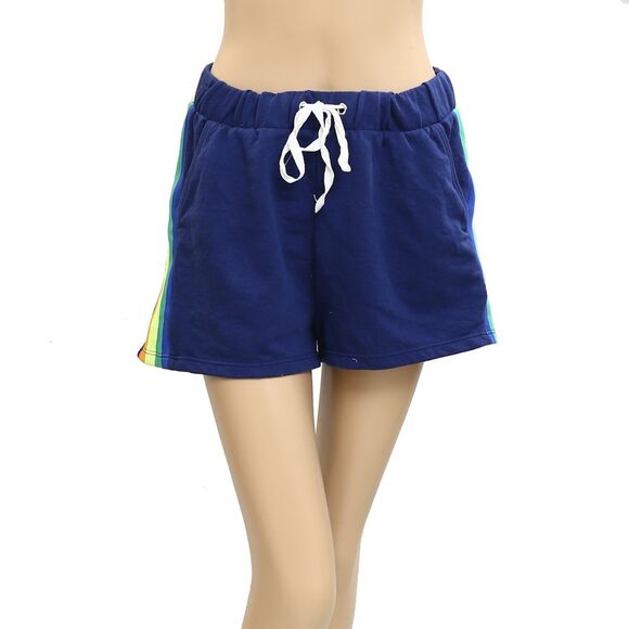 Lilly Pulitzer Rainbow Striped Shorts High Waisted Pull-On Cotton Blue L 281738